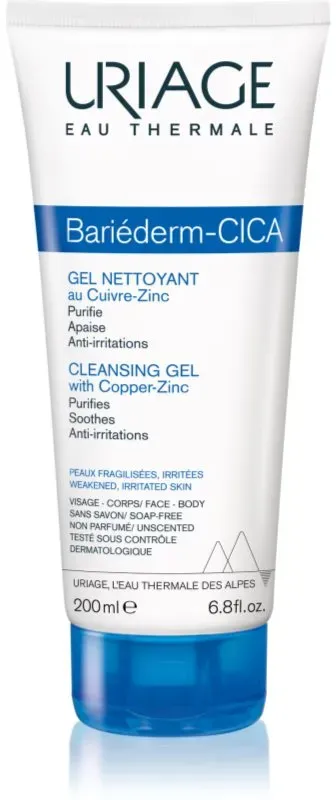 Uriage Bariéderm Cica Cleansing Gel with Copper-Zinc beruhigendes Reinigungsgel für rissige Haut 200 ml