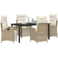 vidaXL 5-teiliges Garten-Esszimmer-Set Beige Poly-Rattan