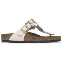 Birkenstock für Damen. 1029304 Ledersandalen Gizeh Flower Embellishment (Schmale Passform) hellrosa (38), Wohnung, Schnalle, Lässig