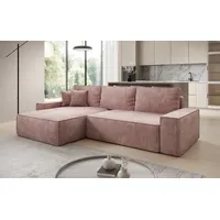 Luxusbetten24 Schlafsofa Designer Sofa Lunaro in Cord, mit Stauraum und Schlaffunktion rosa