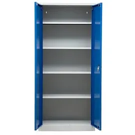 Gürkan Stahlschrank 100050 lichtgrau, enzianblau 80,0 x 38,0 x 180,0 cm, aufgebaut