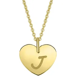 Ketten-Anhänger ONE ELEMENT "Herz mit Gravur J Buchstaben Anhänger aus 333 Gelbgold", gold, Schmuckanhänger, Damen, J, Gelbgold 333, Damen Gold Schmuck Herz mit Gravur J