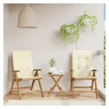 furnicato Gartenstuhl Garten-Relaxsessel aus Naturholz 60x74,5x104 cm Creme Kissen (2 St) braun
