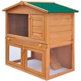 HOMIUSE Kaninchenstall Kleintierhaus Hasenstall 3 Türen Holz Hasenstall Meerschweinchen Haus Hasen ZubehöR Meerschweinchen KäFig Hasenstall DraußEn Winterfest HamsterkäFig Holz Braun93x60x97 cm