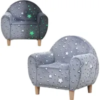 Kindersessel/sofa, Phosphoreszierend Mit Sternenmuster, Samtbezug, Für Jungen Und Mädchen, Grau