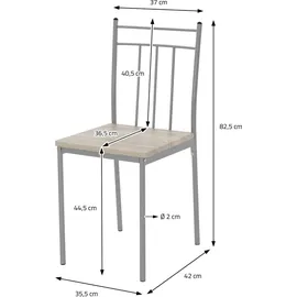 ML-Design Esstisch mit 4 Stühlen, Eiche hell, Holz, Esszimmerstühle mit Metallbeinen, & Beige