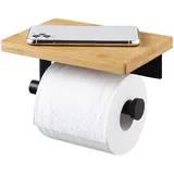 Selbstklebender Toilettenpapierhalter mit Bambusregal, Rollenhalter ohne Bohren, Edelstahl 304 - ZVD
