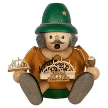 Erzgebirgische Volkskunst Richard Glässer GmbH Räuchermann Schwibbogenverkäufer sitzend 13 cm