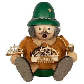 Erzgebirgische Volkskunst Richard Glässer GmbH Räuchermann Schwibbogenverkäufer sitzend 13 cm