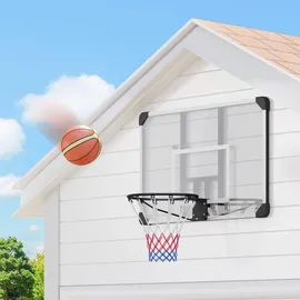 sportnow Basketballkorb Basketballbrett mit Korb Wandmontage für Outdoor, Stahl - Schwarz/Transparent/Weiß