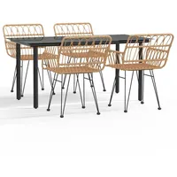 5-tlg. Garten-Essgruppe Poly Rattan - Braun/Schwarz