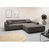 Candy Ecksofa 3C CANDY "Denver auch mit Cord- und Easy care-Bezug, Kopfteilverstellung L-Form", grau, B:258cm H:68cm T:217cm, 95% Polyester, 5% Nylon, Sofas, Ecksofa, wahlweise. mit motorischer Sitztiefenverstellung
