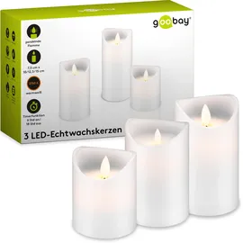 goobay LED Echtwachskerze 3 St. weiß