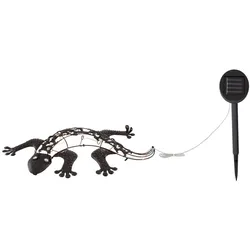 Solar Wandlampen für Außen Tier Gartenfigur Gecko Solarleuchte Figur für die Wandmontage, Metall bronzefarben, je 1x LED, BxH 50x25 cm