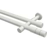 Interdeco GARDINENSTANGE Prestige Elanto 520 cm (geteilt in 4 x 130 cm), 2-läufig (ohne Ringe), 20 mm Ø Weiß