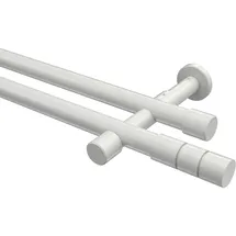Interdeco GARDINENSTANGE Prestige Elanto 520 cm (geteilt in 4 x 130 cm), 2-läufig (ohne Ringe), 20 mm Ø Weiß