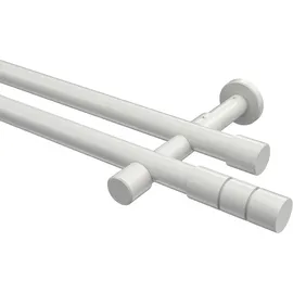 Interdeco GARDINENSTANGE Prestige Elanto 520 cm (geteilt in 4 x 130 cm), 2-läufig (ohne Ringe), 20 mm Ø Weiß