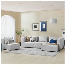 Juskys modulares Sofa Domas XL - 4 Sitzer - Hellgrau