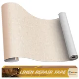 Flicken Selbstklebend Stoff, Cahomo Leinenstoff Patches Selbstklebend, 40x230 cm Leinen Reparatur Patches für Sofa, Autositze, Bootssitze, Bürostuhl, Vorhang - Beige Weiß