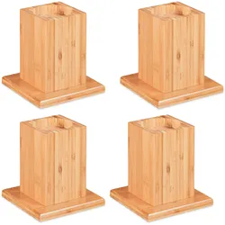 Relaxdays Möbelerhöher 4er Set, Erhöhung um 14 cm, für Tische, Betten und andere Möbel, HxBxT 15,5x14,5x14,5 cm, natur