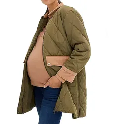 2in1 Mantel Damen Schwangerschafts-Jacke Mantel Umstandsmode Stepp-Jacke 936631 Grün - 44