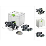 Festool HKC 55 EB-Basic Akku Handkreissäge 18 V 160 mm Brushless ( 576163 ) + 2x Akku 4,0 Ah + Ladegerät + Systainer