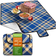 ebran trade Picknickdecke XXL 200 x 200 cm marineblau-orange