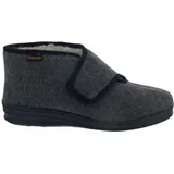 Fischer Klettverschluß-Hausschuh, Filzloden, anthrazit, Futter echte Schurwolle, 475556-205 48 - Dunkelgrau - 48