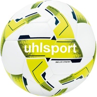 Uhlsport 350 LITE SYNERGY, Junior Spiel- und Trainingsball, Fußball, für Kinder zwischen 10 und 12 Jahren, Größe 5, weiß/fluo gelb/marine