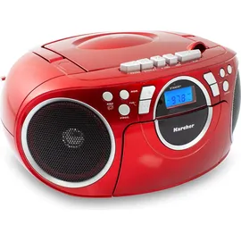 Karcher RR 5042 tragbares Radio mit CD-Player und Kassettenspieler Batterie-/Netzbetrieb, AUX-In) rot
