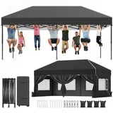 HOMALL Pavillon winterfest und wasserdicht 3x3/3x4.5/3x6m Faltpavillon Gartenpavillon, (mit Tragetasche & Sandsäcken, für Garten Camping), Spitzdach-Pavillon mit 4 abnehmbaren Seitenwänden 600 cm
