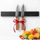 Magnetleiste für Messer – robust – Küchenmesserhalter – Magnet für Küchenmesser 30 cm – Geschenk mit 2 Messern – ohne Bohren, selbsthaftend, inkl. 2 Dübel und 2 Schrauben.