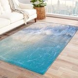 SHOMEY Teppich Wohnzimmer Blaues Meer 160x230 cm Home Kurzflor Teppich, Teppich Waschbar, Teppich Flauschig, Schlafzimmer Teppich, Weicher Teppich