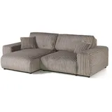 Livora Ecksofa Cord Velours 237x144x79 grau PAULINA