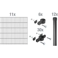 GAH Alberts Alberts Einstab-Gittermatten-Set Garden Typ 8/6/4 Pfostenstärke Ø34mm anthrazit Höhe: 150cm Zaunlänge 22 m