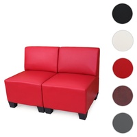 Mendler Modular 2-Sitzer Sofa Couch Lyon, Kunstleder ~ rot, ohne Armlehnen