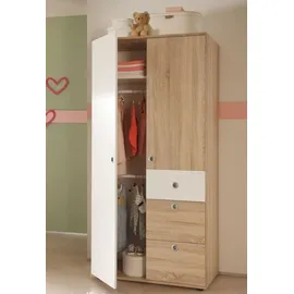 Stella Trading Kleiderschrank Wiki 90 x 191 x 53 cm Weiß/Eiche