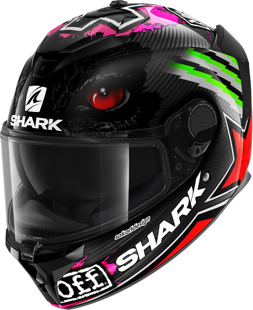 Shark Spartan GT Carbon Replica Redding Signature Helm, rood-groen, XL