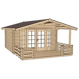 Weka Gartenhaus 137 B 3,80 x 5,00 m natur inkl. Vordach und Terasse