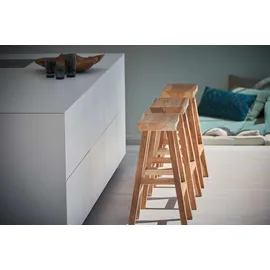 JAN KURTZ Barhocker Curve aus massivem Teakholz, Höhe 62 cm