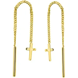 Paar Ohrhänger FIRETTI "Schmuck Geschenk Gold 375 Ohrschmuck Ohrringe Kreuz", gold (gelbgoldfarben), Ohrringe, Damen, Gelbgold 375