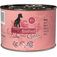 dogz finefood Hundefutter nass - N° 2 Rind - Feinkost Nassfutter für Hunde & Welpen - getreidefrei & zuckerfrei - hoher Fleischanteil, 6 x 200 g Dose
