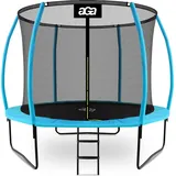 Aga24 Aga SPORT EXCLUSIVE Trampolin, Kindertrampolin, Gartentrampolin mit Sicherheitsnet 305 cm Hellblau + Schutznetz + Leiter -