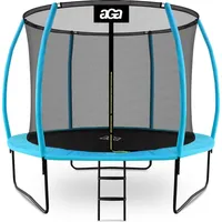 Aga24 Aga SPORT EXCLUSIVE Trampolin, Kindertrampolin, Gartentrampolin mit Sicherheitsnet 305 cm Hellblau + Schutznetz + Leiter -