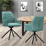Wohn- und Esszimmerstuhl | Samt | Salbei | 180 Grad | Drehbar | Sessel