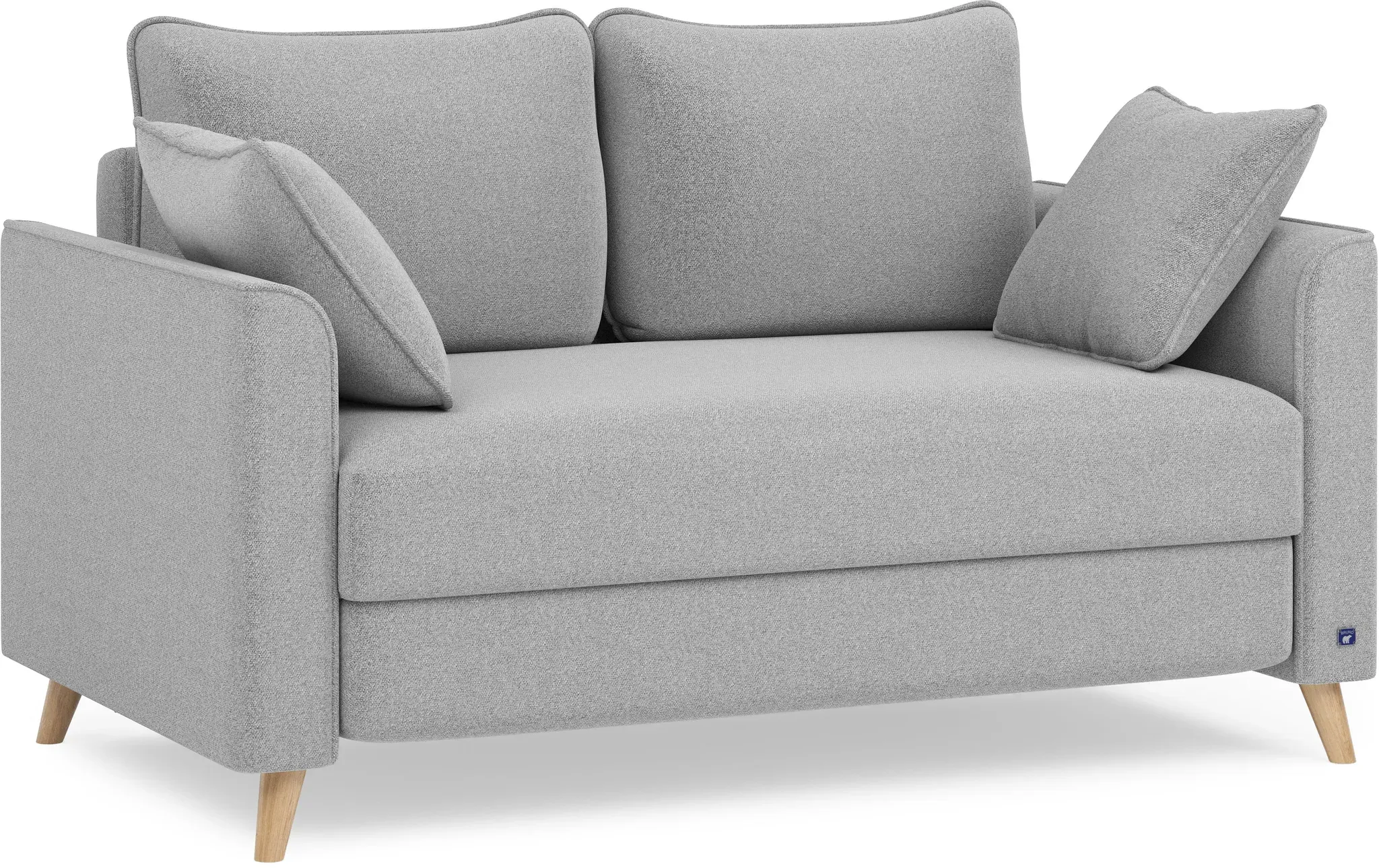 BRUNO Schlafsofa 120cm in Silver Grey Grau | stabiles Massivholz & Boxspringkomfort