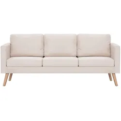 vidaXL 3-Sitzer-Sofa Stoff Cremeweiß