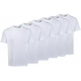 FRUIT OF THE LOOM T-Shirt FRUIT OF THE LOOM "sechs Stück in unterschiedlicher Farbkomination", Herren, Gr. L (52/54), weiß, Single Jersey, Obermaterial: 100% Baumwolle, unifarben, Basic, schmal normal, Rundhals, Shirts T-Shirt, mit Rundhalsausschnitt