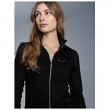 TRIGEMA Sweatjacke TRIGEMA "TRIGEMA Jacke mit Kristallsteinen", Damen, Gr. XL, schwarz, 95% Baumwolle, 5% Elasthan, Sweatjacken Sweatjacke