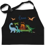 Kinderschürze Schürze Kinder Jungen Mädchen - Geschenk Dinosaurier personalisiert mit Name I Dino I Dinos - 2-6 Jahre - Schwarz - kinderkochschürzen kinderkochschürze tier trex kochschürze - 2-6 Jahre